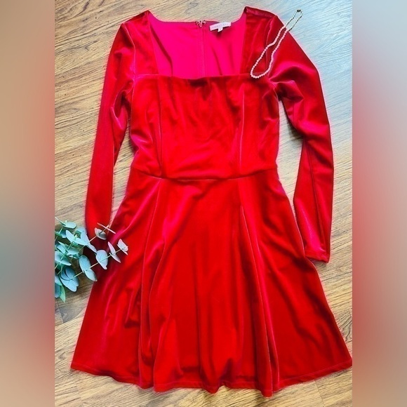 Copper Key long sleeve velvet skater dress size L - Picture 1 of 2